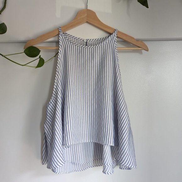 Zara Basic White and Blue Stripped Summer Party Top - Picture 1 of 3